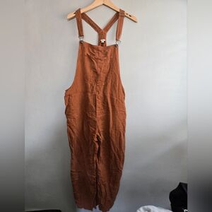 Aerie• Brown Long Overalls With Pockets. Sz XL